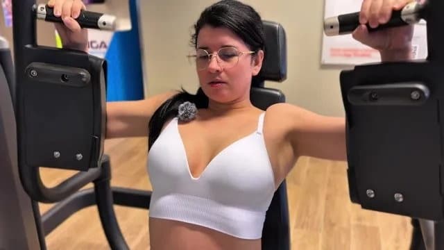Nerd Girl with Glasses Gets Excited with Her Gym Crush