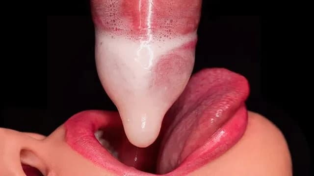 Close Up: Horny Mouth Milking all Cum into Condom and Broke It! Best Milking
